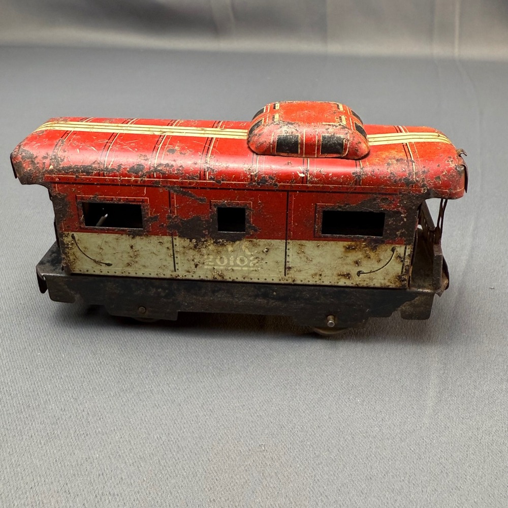 Vintage Marx 20102 Tin Litho Caboose Red NYC Scale MCM Train Car Antique